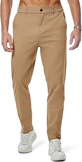 Men's Chino Pants Casual Elastic Waist Tapered Golf Trousers