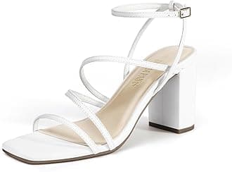 DREAM PAIRS Women's Heels Chunky Block Strappy Square Open Toe Ankle Buckle Heeled Sandals Wedding Party Dress Shoes SDHS2428W