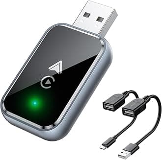2-in-1 Wireless CarPlay Adapter for iPhone/Android Convert Wired to Wireless Apple CarPlay Adapter, Mini Size with Extension Cable USB & USB-C/Type-C, Stable Control & No Delay