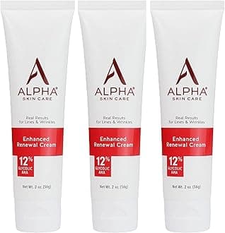 Alpha Skin Care Enhanced Renewal Cream, Anti-Aging Formula, 12% Glycolic Hydroxy Acid (AHA), Reduces Lines & Wrinkles, For Normal to Dry Skin, 2 oz, Pack of 3