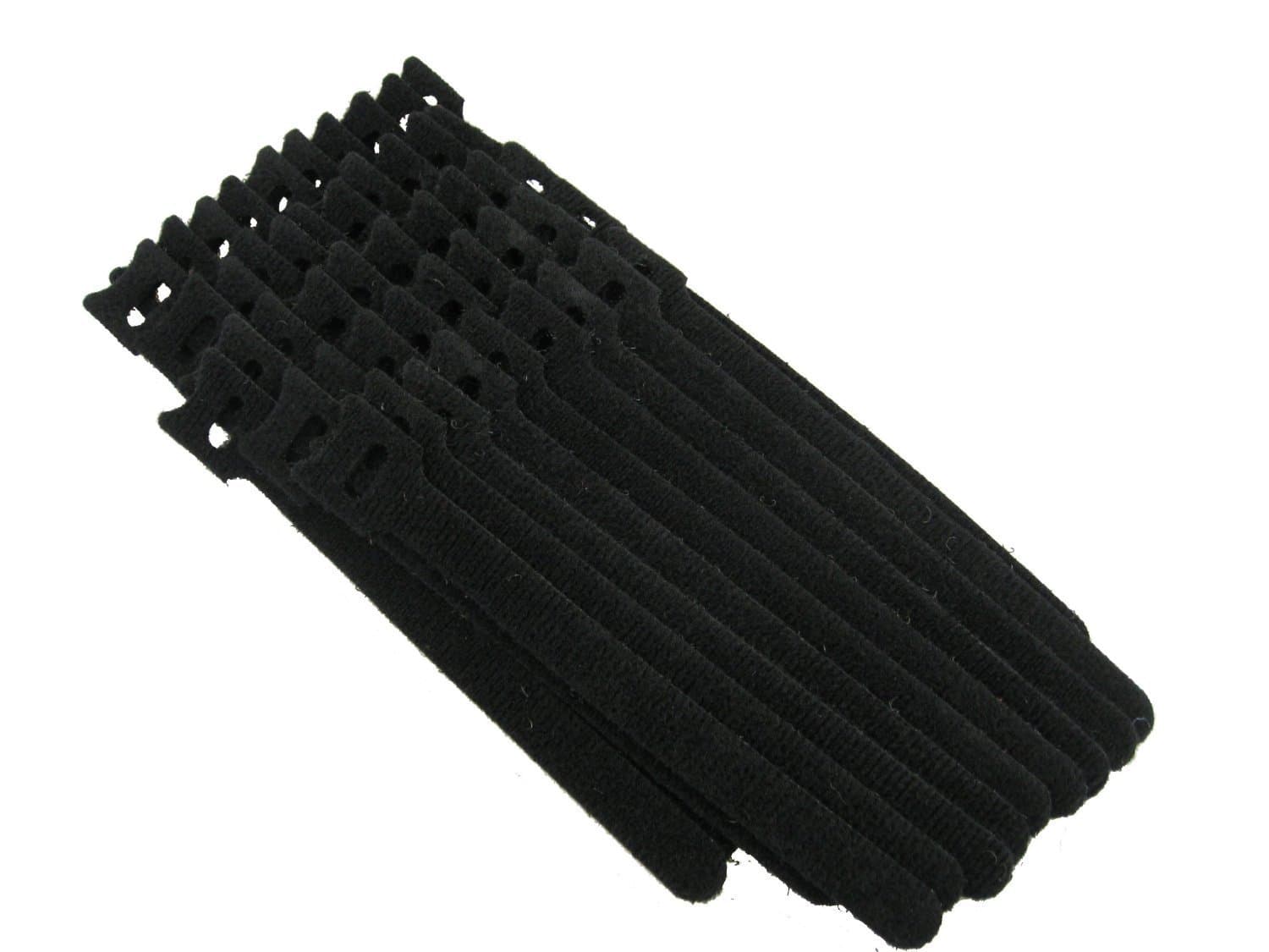 Qualgear Hook & Loop Fastening Cable Ties, 1/2 X 6 Inches, Black, 50 Pcs (VT2-B-50-P)