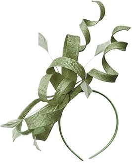 Caprilite Sinamay Headband Swirl Fascinator For Women Wedding Ascot Races (Sage Green)