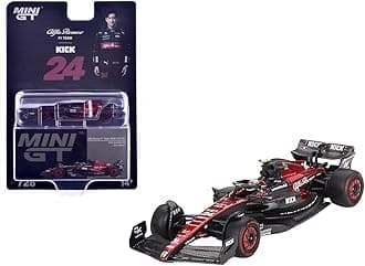 1:64 Diecast Model Car Compatible with Mini GT Alfa Romeo C43#24 Zhou Guanyu 2023 F1 2023 Australian GP Limited Edition MGT00728