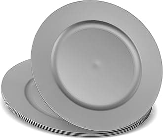 13'' Party Chargers Large Plates & Platters Great for Elegant Party's Weddings Tableware Great for Serving dish Silver Pack of 6