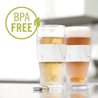 Host FREEZE Beer Glasses, 16oz (473ml / .83 UK Pint) Frozen Beer Mugs, Freezable Pint Glasses, Fathers Day Gifts, Birthday Gifts for Men, Dad Birthday Gift, Set of 2 - Marble (10023)