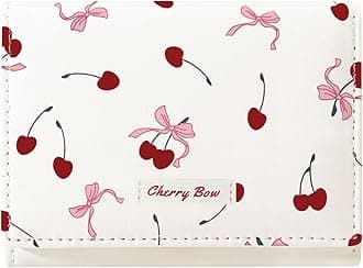 Sunwel Fashion Mini Wallet for Girls, Cute Cow Pattern, Small Wallet, Cash Compartment, Card Holder, ID Window, Wallet for Women, cream, S