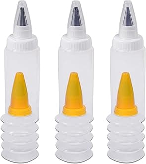 6PC Icing Piping Kit, Plastic Icing Bottles Easy to Clean, Reusable Frosting Bottles for Cookies, Cakes