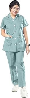 UNIFORM CRAFT Female Nurse Uniform for Women | Hospital Staff, Clinics, Home Health | Collared Neck with Buttons, Elasticized Bottom | Made of Polyester-Cotton | L, Ash Green