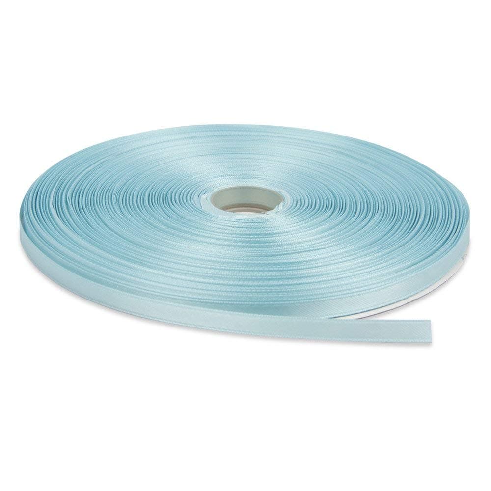 1/4 Inches x 50 Yards Double Face Solid Satin Ribbon Roll, Baby Blue