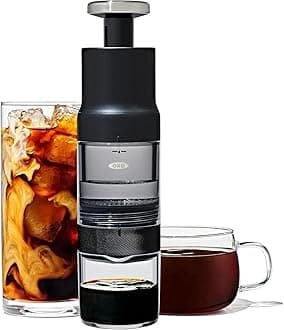 OXO Quick Concentrated Coffee Maker Cold Brew Coffee Bottle Lightweight Portable 5 Minute Brew 4 Cups at a Time