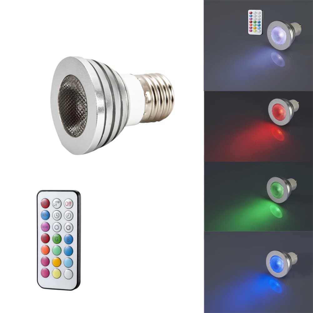 LED RGB Spot Bulbs Memory Function Colour Changing Remote Controlled E27 [Energy Class A+]