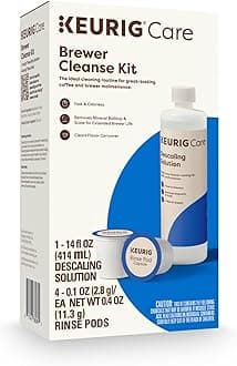 Brewer Cleanse Kit For Maintenance Includes Descaling Solution & Rinse Pods, Compatible with Keurig Classic/1.0 & 2.0 K-Cup Pod Coffee Makers, 4 Count
