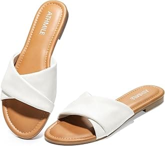 Sandals for Women 2026 Dressy Summer Flat Comfortable Fashion Beach Cute Ladies Slides Leather Casual Dress Women's Sandals Size 6-11