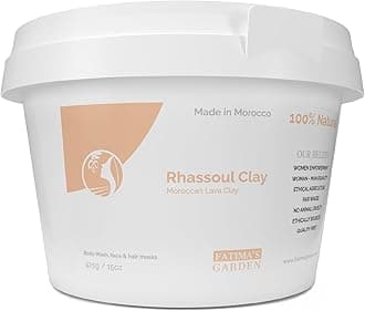 Fatima's Garden Rhassoul Clay, 100% Natural Moroccan Ghassoul Clay Powder for Face, Hair & Hammam; cleansing and softening & Purifying for the skin/hair, Vegan Cruelty-Free - 15oz / 425gr