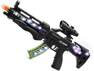 Zanktony Light Up Toy Gun with Sound Effects for Ages 3,4,5,6,7+ Boys - Toy Machine Guns with Telescopic Barrel Action - Ideal Christmas Birthday Gift (Batteries Not Included)