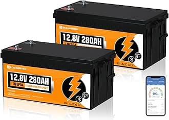 12V 280Ah 2 Pack LiFePO4 Lithium Battery with Bluetooth, Low Temp Protection, Built-in 200A BMS, 3584Wh Energy. Perfect for Off-Grid, RV, Solar System, Camper, Travel Trailer, Backup System