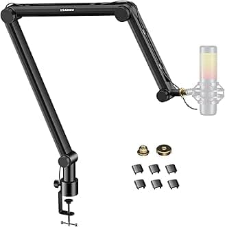 AK-49 Microphone Arm Microphone Stand Compact Microphone Suspension Boom Scissor Arm Stand for Blue Yeti, Snowball iCE, HyperX Quadcast, SoloCast, Elgato Wave, etc