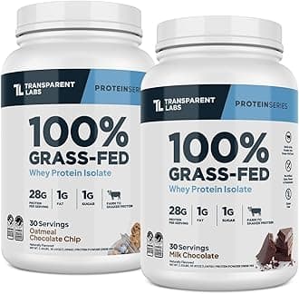 Grass-Fed Whey Protein Isolate (30 Servings, Milk Chocolate) & Grass-Fed Whey Protein Isolate (30 Servings, Oatmeal Chocolate Chip Cookie)
