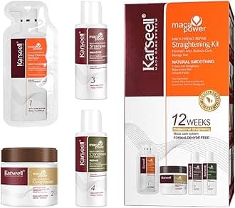 KarseellMaca essence repair Straightening Kit, 12 Weeks of Home Use Professional Straightening, Softer and Shinier Hair, All Hair Types