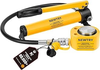 NEWTRY 5T Low Profile Hydraulic Jack Porta Power Kit + CP-180 Manual Hydraulic Hand Pump, Industrial Mini Hydraulic Cylinder, Stroke 0.24”