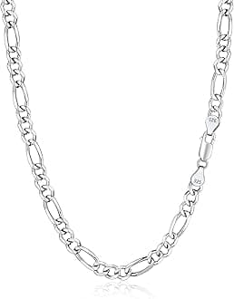 Silvora S925 Curb Link Chain Necklace 3MM/5MM, Sterling Silver Figaro Link Chains for Men Women Italy Miami Curb Chains 14-28 Inches （Gift Packaging