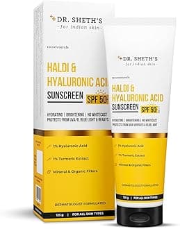 Haldi & Hyaluronic Acid Sunscreen with 1% Hyaluronic Acid | Spf 50+ Pa+++ | Protects Against UVA/B & Blue Light | Hydrating & Brightening | For Men & Women | For All Skin Type | 125 g
