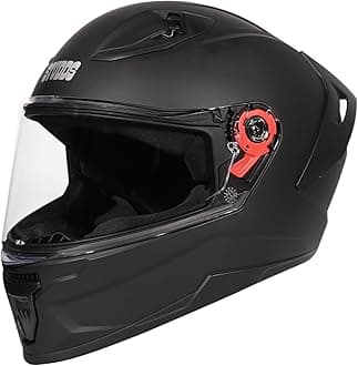 Studds Raider Super ISI Certified Full Face Helmet for Men and Women with Spoiler and Clear Visor (MATT Black - L)