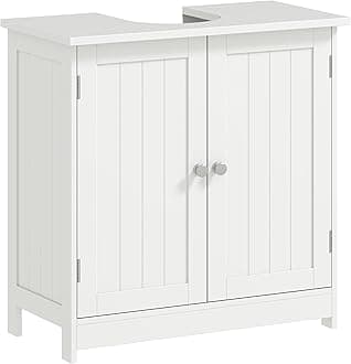 Under Sink Bathroom Storage Cabinet 2 Layers Vanity Unit Wooden - White