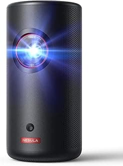 NEBULA Capsule 3 Laser, Outdoor Portable Mini Wi-Fi Smart TV Projector, Upgraded with Google TV, Official Netflix, Dolby Digital, 120 inches Screen and 2.5H Built-In Battery