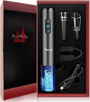 Flauno Electric Wine Opener Rechargeable, Automatic Wine Bottle Corkscrew Opener with Foil Cutter, Vacuum Wine Stopper, Wine Aerator Pourer, USB C Charger, Premium Wine Gifts Set