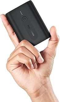 Amazon Basics 10000 mAh Lithium Polymer Mini Power Bank with 22.5W Fast Charging, Dual Output, Charging Indicator, Type-C Cable Included (Black)
