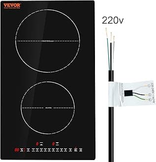 VEVOR Electric Cooktop, 2 Burners, 12'' Induction Stove Top, Built-in Magnetic Cooktop 3000W, 9 Heating Level Multifunctional Burner, LED Touch Screen w/Child Lock & Over-Temperature Protection