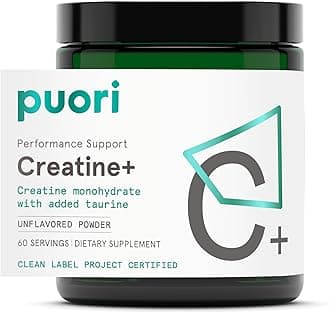 Creatine Monohydrate Powder with Taurine - Unflavored Creatine Powder, Pre-Workout Supplement for Men & Women - Muscle Builder, Enhanced Workout Performance & Strength Building - 60 Servings