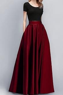 Maxi Skirt for Women, Soft Silk Fabric, Adjustable Waist, Flared Pattern