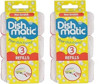 Easy Do Dish Matic Non Scratch Dish Wand Sponge Refill | Scrubber for Dishwashing | Scrub Pads Pack of 6