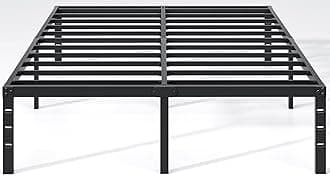 NEW JETO Metal Bed Frame,Full Size Bed Frame with Storage Space,Heavy Duty Sturdy Mattress Foundation,Easy Assembly,No Box Spring Needed, Black,16 Inch,Full