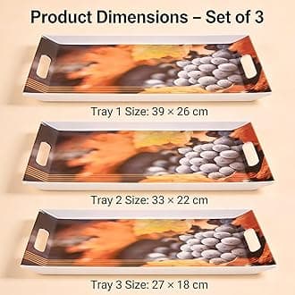 FEDOY Melamine Villori Series Serving Tray (Small, Medium and Large Size, Multicolor) - Set of 3