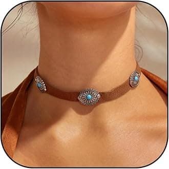 Boho Necklaces for Women Country Concert Outfits Nashville Western Outfit for Women Choker Necklaces Long Leather Necklace Western Dress Jewelry Country Cowgirl Accessories Gifts