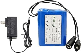 KBT 12V 2400mAh Rechargeable Li-ion Battery, DC5521 Male Connector, Replacement Battery Pack with Charger Compatible with 12V Device RC Car, Boat, Robot, DIY, LED Light Strip, CCTV Camera