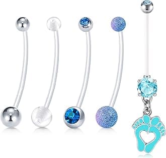 LAURITAMI Pregnancy Belly Button Rings 14G Clear Acrylic Bioflex CZ Sport Maternity Belly Navel Ring Barbell Body Jewelry Piercing