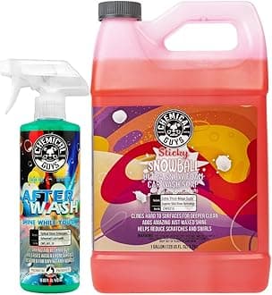 Chemical Guys CWS215A Car Wash, Dry & Shine Bundle - Sticky Snowball Ultra Snow Foam Car Wash Soap, 128 oz (1 Gal) + After Wash Gloss Boosting Drying Aid (16 oz) (2 Items) Works on Cars, Trucks, SUVs