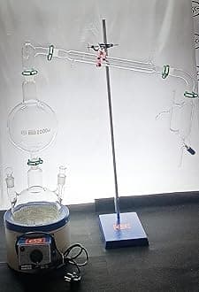 ISKO ® Borosilicate glass Steam Distillation apparatus complete set with stand Heating Mantle, GLASS PARTS and Heating Mantle (5000 ML)
