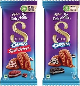 CadburyDairy Milk Silk Large Chocolates Combo (Silk Oreo Red Velvet 130g, Silk Oreo Chocolate Bar 130g), 260 g
