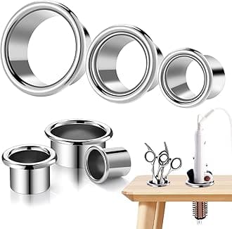 3 Pcs Hair Dryer Holder Insert Curling Iron Holder Stainless Steel Salon Station Holder Appliance Hair Styling Tool Tube Comb Organizer for Hairdresser Bathroom(Sliver,3"+2"+1.5")