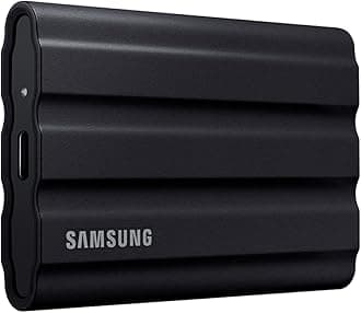 Samsung T7 Shield 2TB, Portable SSD, up-to 1050MB/s, USB 3.2 Gen2, Rugged,IP65 Water & Dust Resistant, for Photographers, Content Creators and Gaming, Extenal Solid State Drive (MU-PE2T0S/AM), Black