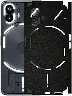 AtOdds - Full Body Back Screen Guard Protector Film - 3D Textured Lamination Wrap Skin Sticker for Nothing Phone 2 (5G) | Scratchproof Matte Finish (Design - Black Leather)