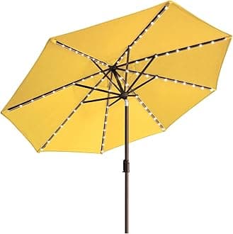 EliteShade USA 10-Year-Non-Fading Solar 9ft Market Umbrella with 80 LED Lights Patio Umbrellas Outdoor Table Umbrella with Ventilation, Sunflower Yellow