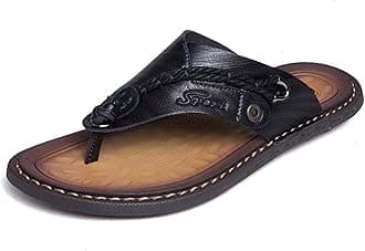 MXTSH Mens Flip Flops Casual Leather Home Sandals For Mens Rubber Sole Slippers