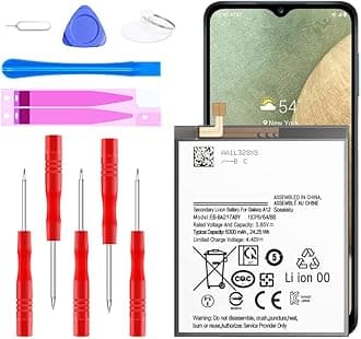Galaxy A12 Battery,2025 New Upgraded 6300mAh 3.85V EB-BA217ABY Replacement Battery for Samsung Galaxy A12 SM-A125F SM-A125U SM-A125M with Adhesive Tape Tool Repair Kit