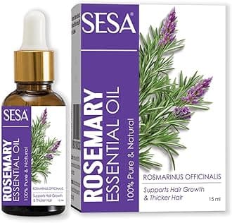 Sesa Rosemary Essential Oil for Hair Growth and Nourishes Skin | 100% Pure, Natural and Premium Spanish Rosemary Oil | Hair Fall Control & Scalp Nourishment | For Women & Men | 15 ml